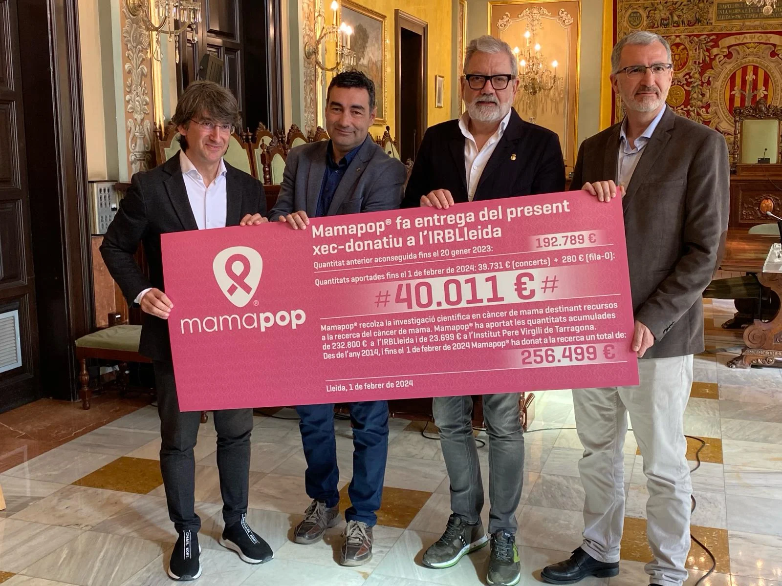 Mamapop entrega més de 40.000 € a l'IRBLleida recaptats a la sessió de Nadal 2023
