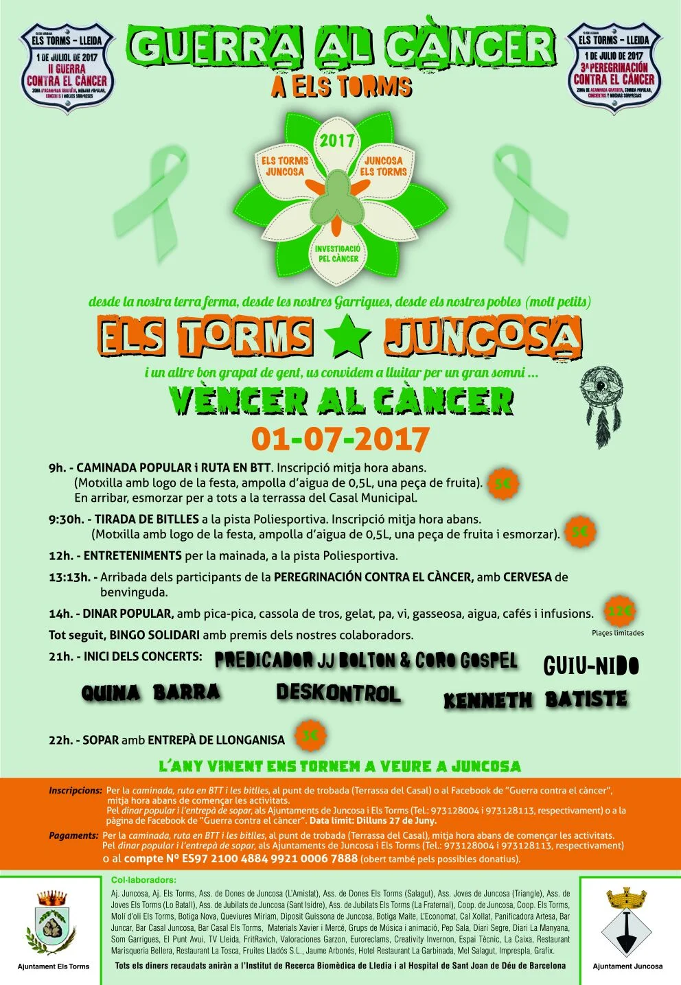  Juncosa and Els Torms organize the Second Cancer War to raise money to promote and disseminate research against this disease