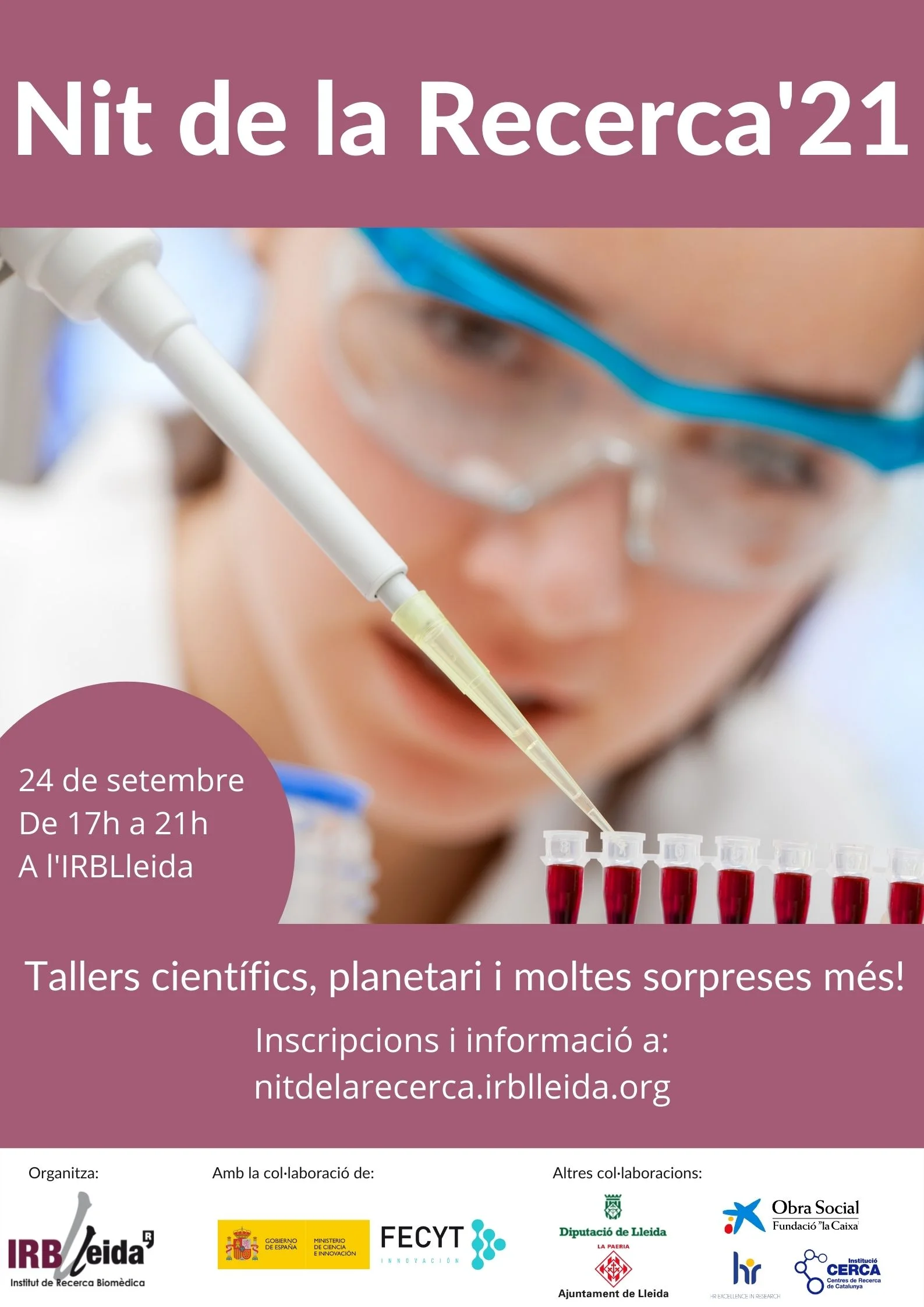 Torna la ‘Nit de la Recerca’ presencial a l’IRBLleida amb tallers sobre la construcció de l’ADN, la reanimació cardiopulmonar bàsica o la construcció d’uns pulmons