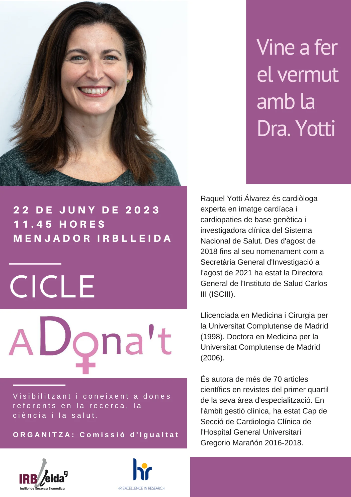 Cicle aDONA't: con la Secretaria General de Investigación, Raquel Yotti Álvarez